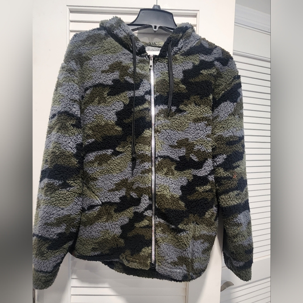 Camouflage Sherpa Zip-Up Hoodie